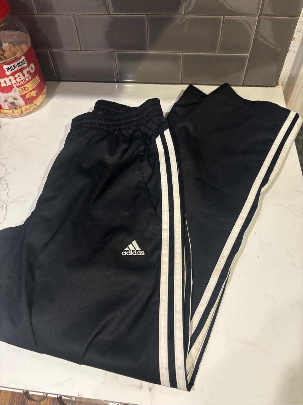 adidas Black Joggers with White Triple Stripes